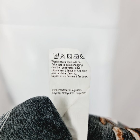 River Island Black Floral Long Sleeve Faux Wrap Top UK 8 V-Neck - Picture 5 of 5